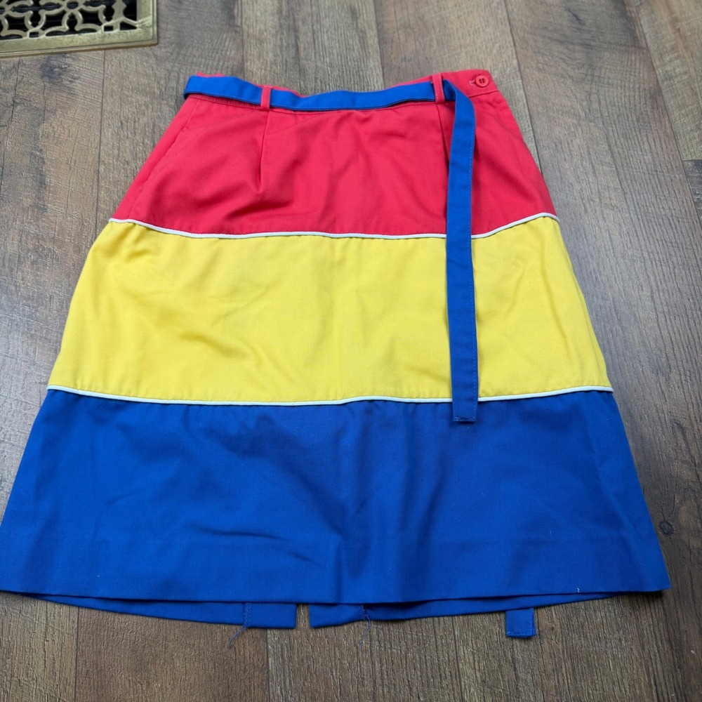 Vintage Skort by The Sporting Life Colorblock Red Yellow Blue Wrap Belt‎ SZ 26